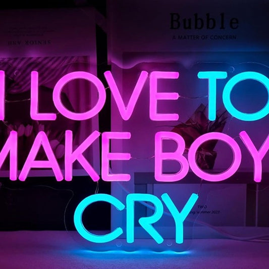 Fun Bright “I Love to Make Boys Cry” LED Night Light Room Wall Decoration
