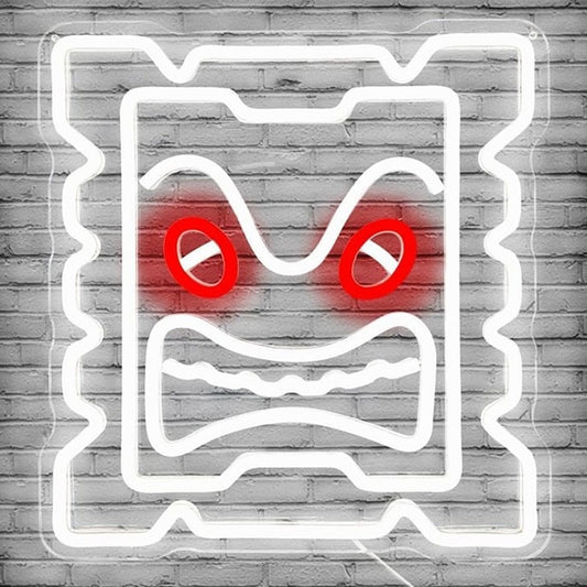 Fun Bright Super Mario Block Enemy Thwomp LED Night Light Video Game Room Decor