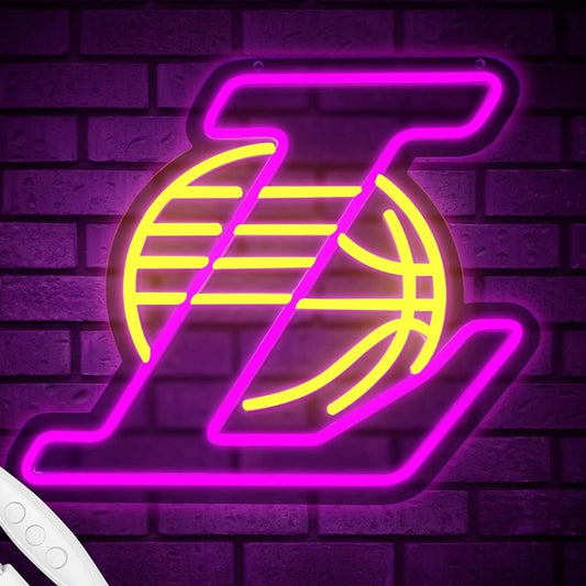 Vivid Bright Los Angeles Lakers Basketball  LED Light NBA Sport Room Wall Decor