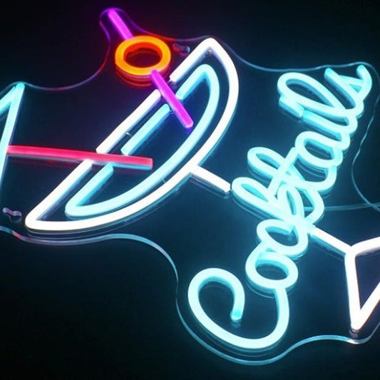 Fun Vivid Bright Blue Cocktails LED Night Light Bar Party Decoration