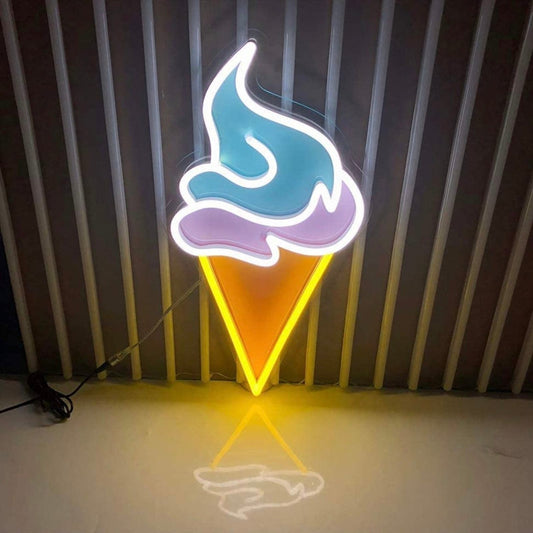 Large Bright Tasty Ice Cream Cone LED Light Sign Wall Decoration