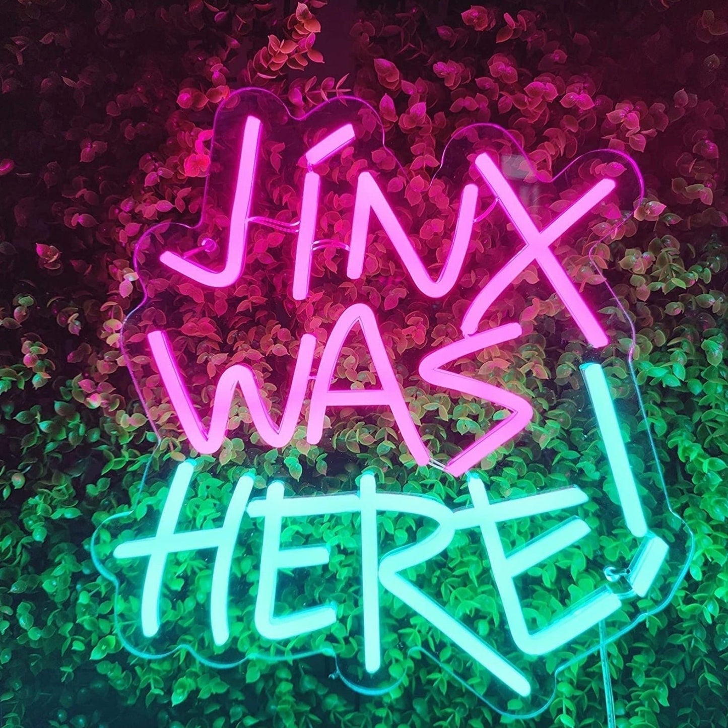 Bright Pink/Blue “Jinx Was Here” LED Night Light Game Room League of Legend Deco
