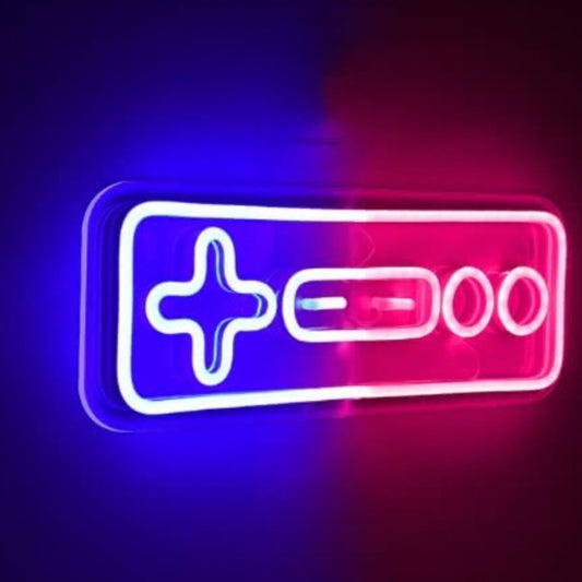 Fun Bright Pink & Blue Rectangle Game Controller LED Night Light Game Room Decor