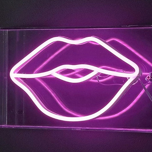 Lovely Warm Bright Pink Lips LED Night Light Box LED Room Wall Decoration
