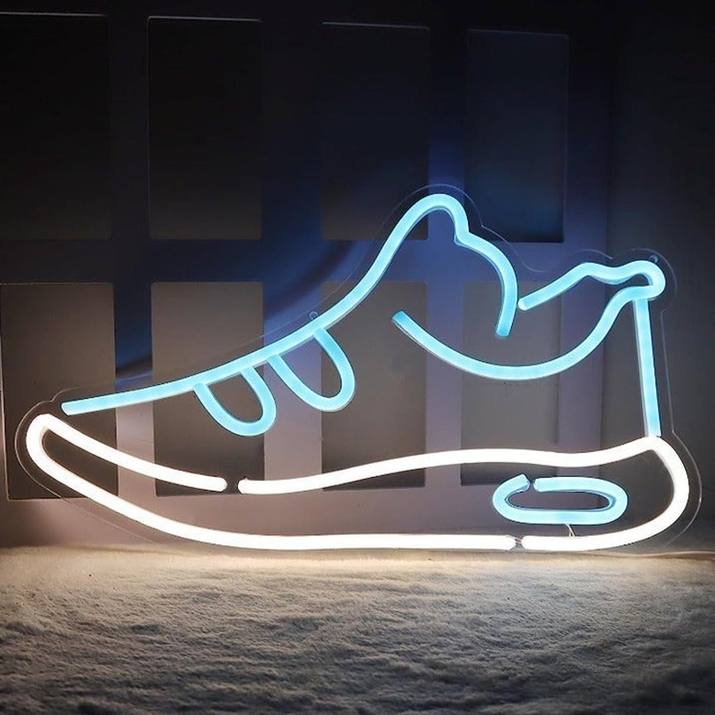 Sleek Blue Sports Sneaker Shoe Neon Light Sign Collection Decor