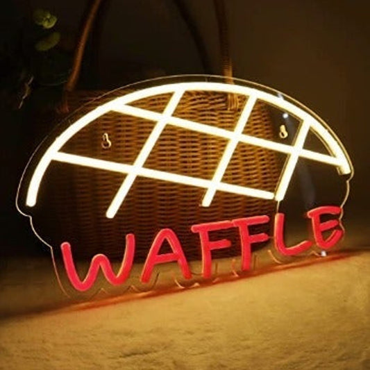 Vivd Bright Tasty Waffle LED Night Light Room Wall Breakfast Food Restaurant Dec