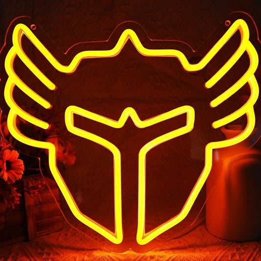 Fun Bright Yellow Gladiator Helmet Mask LED Night Light Game Room Wall Decor