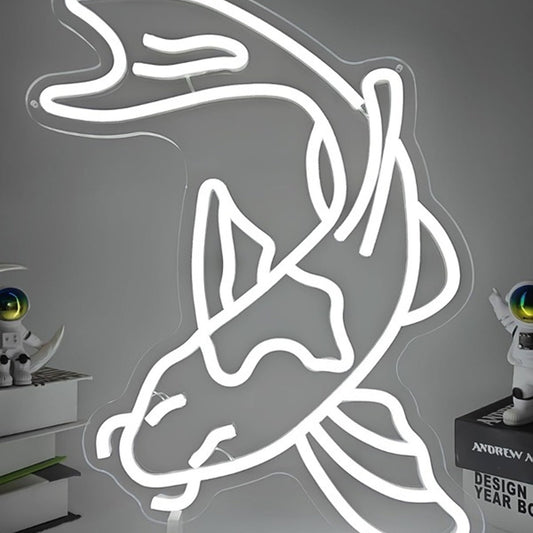 Lovely Bright White Japanese Koi Fish LED Night Light Room Wall Decoration