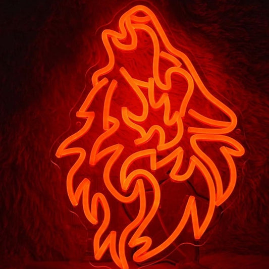 Vivid Bright Red Howling Wolf LED Night Light Room Wall Decoration