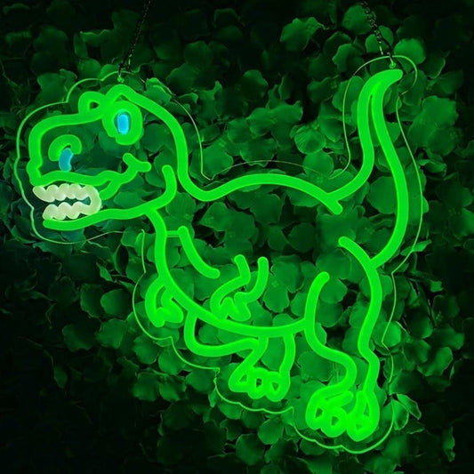 Fun Vivid Bright Green Cartoon Dinosaur T-Rex LED Night Light Decor
