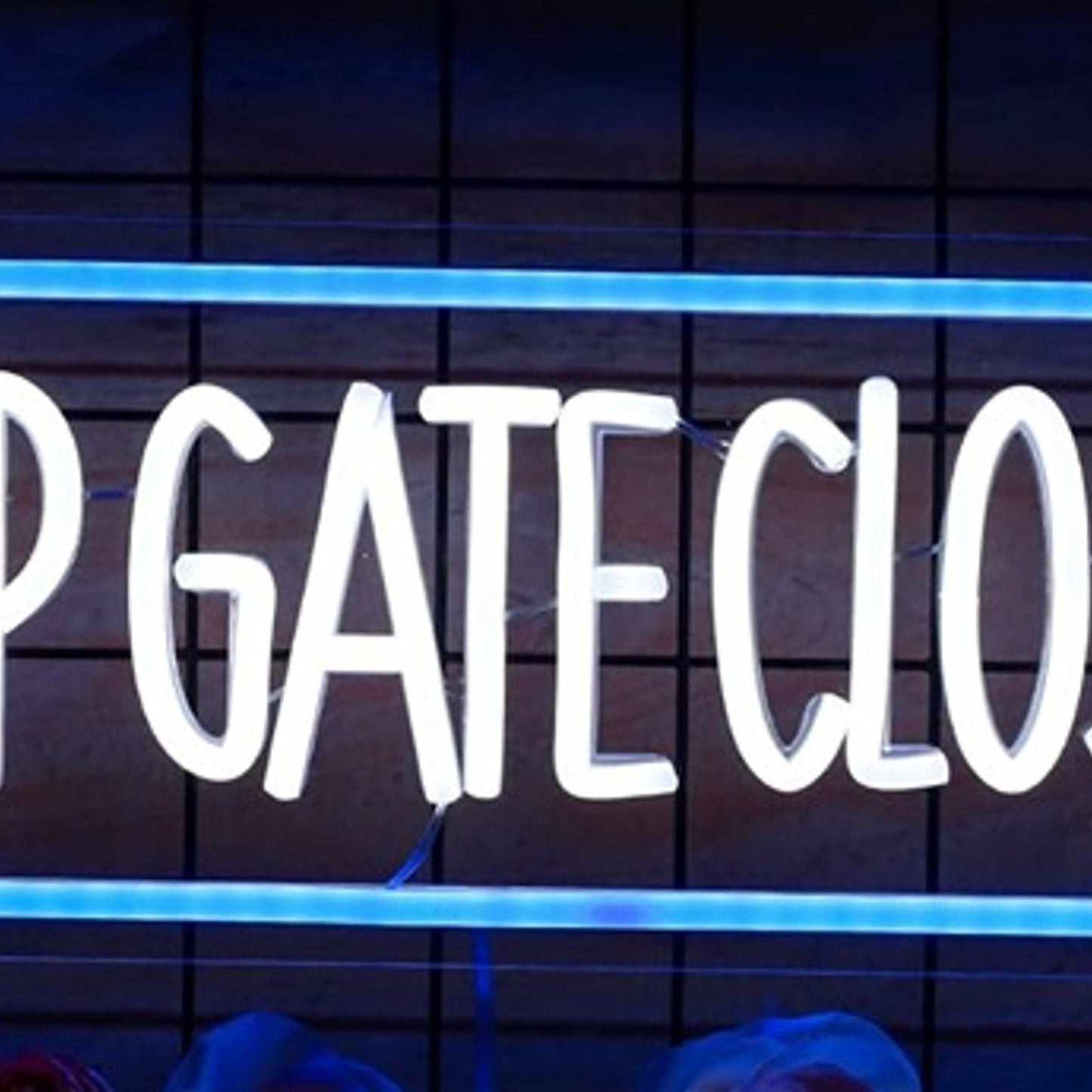 Vivid Bright Blue / White “Keep Gate Closed” LED Night Light Sign