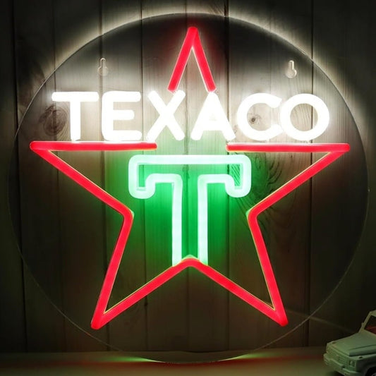 Bright Texaco T Star LED Night Light Garage Gas Station Wall Decoration