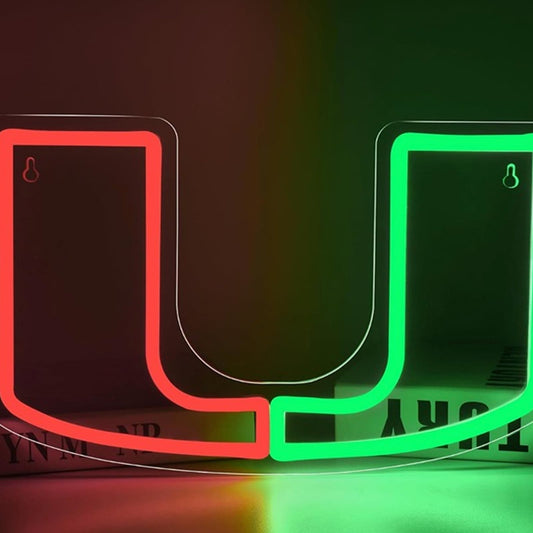 Vivid Bright Miami Hurricanes U Logo LED Night Light University Decor