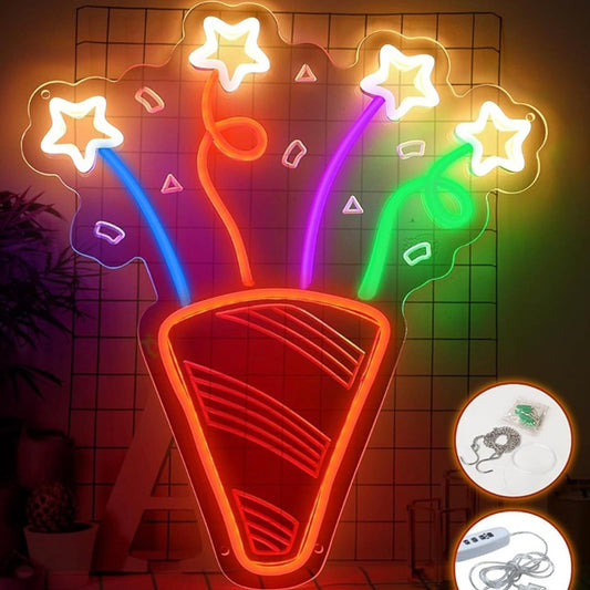 Fun Bright Star Explosion Celebration LED Night Light Party Room Wall Decor