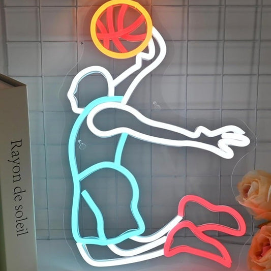 Fun Bright Basketball Dunking Man LED Night Light NBA Room Wall Sport Decor