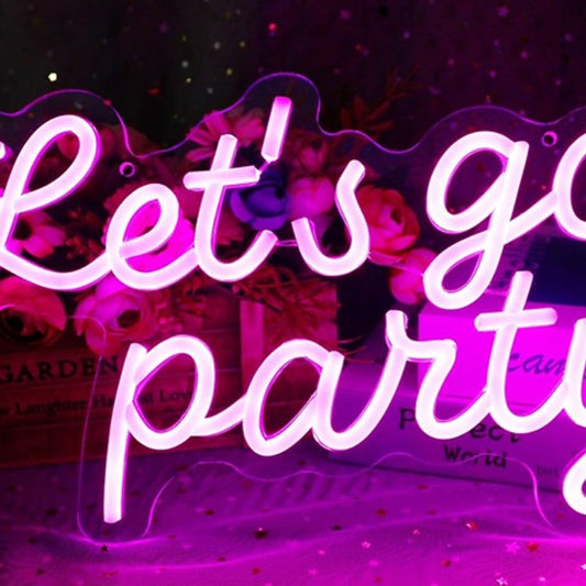 Fun Bright Pink “Let’s Go Party” LED Night Lights Celebration Decoration