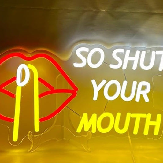 Fun Bright “So Shut Your Mouth” Red Lips LED Night Light Room Wall Decoration