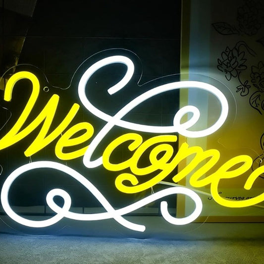 Lovely Bright White / Yellow “Welcome” LED Night Light Room Wall Home Decor