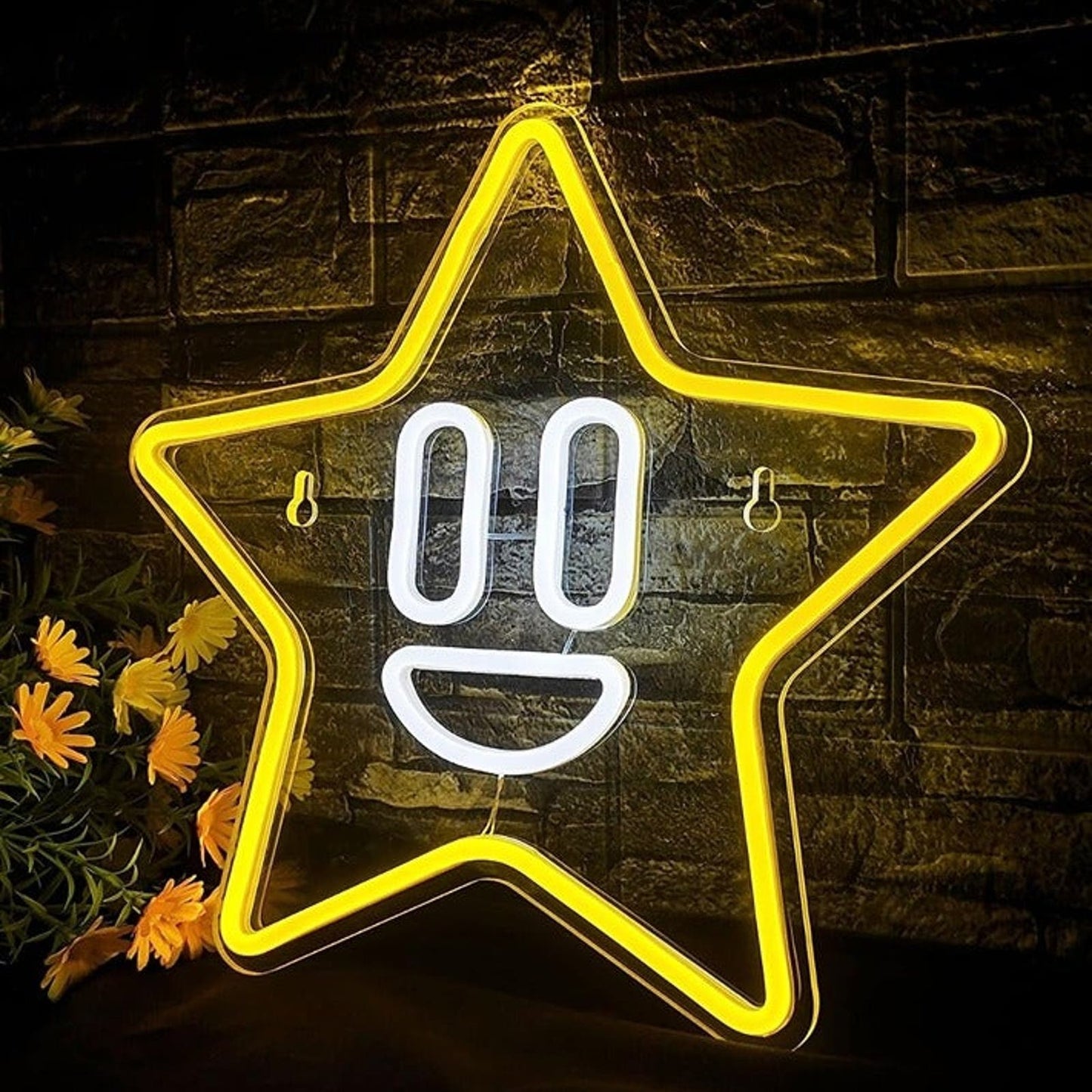Vivid Fun Bright Super Mario Bros Power Star LED Light Video Game Room Decor