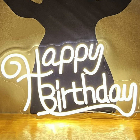 Fun Bright Uniquely Shaped “Happy Birthday” LED Light Sign Celebration Decoratio