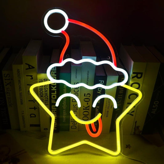 Silly Bright Red Hat Star LED Night Light Room Wall Decoration