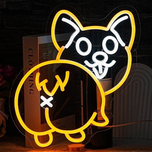 Funny Bright Corgi Booty Puppy Dog LED Night Light Room Wall Decor