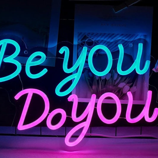 Lovely Bright Pink / Blue “Be You, Do You” LED Night Light Room Wall Decoration