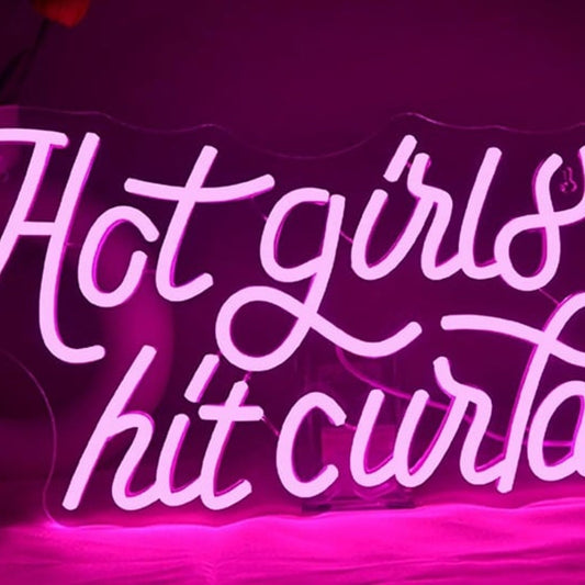 Fun Bright Pink “Hot Girls Hit Curbs” LED Night Light Room Wall Decoration