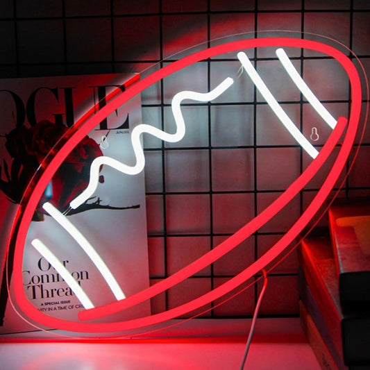 Vivid Bright Red Football LED Night Light NFL Sport Room Wall Decoration
