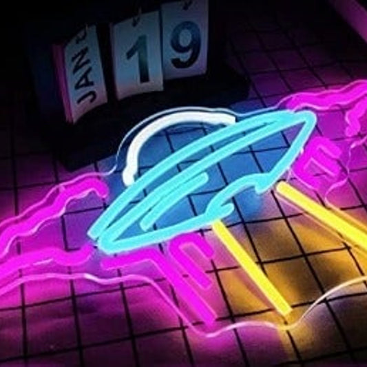Lovely Bright Alien UFO Spaceship Pink Cloud LED Night Light Room Wall Decor