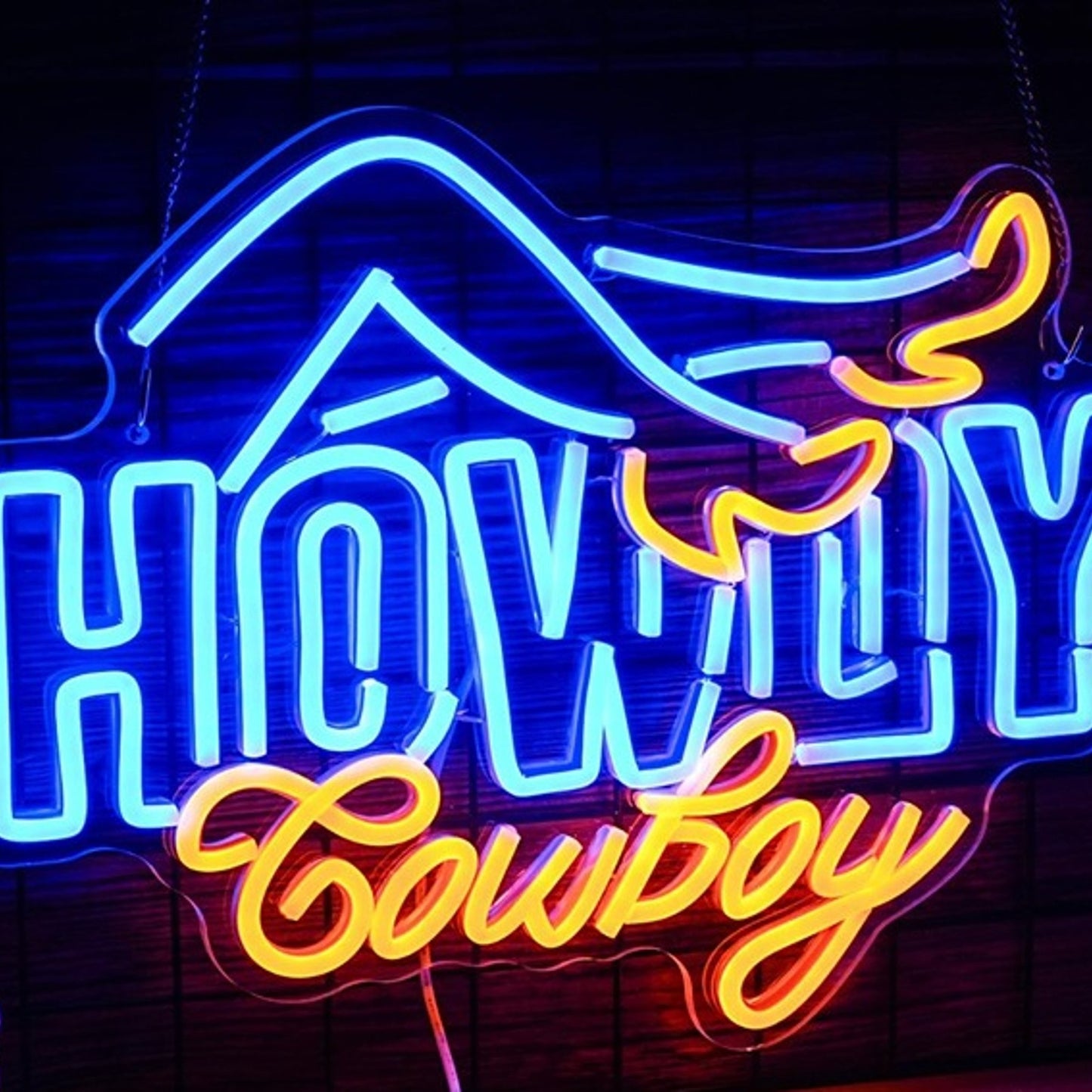 Fun Bright Blue “Howdy Cowboy” LED Night Light Room Wall Decoration
