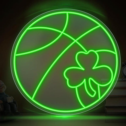 Vivid Bright Green Boston Celtics Basketball LED Night Light NBA Sport Room Wall