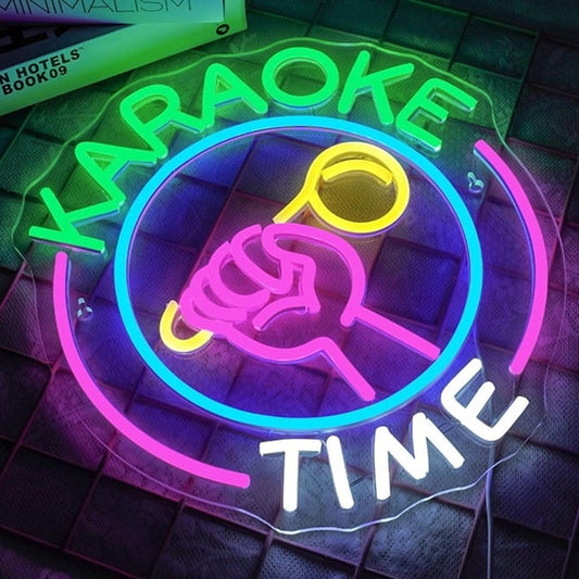 Fun Bright “Karaoke Time” LED Night Light Party Room Wall Decoration