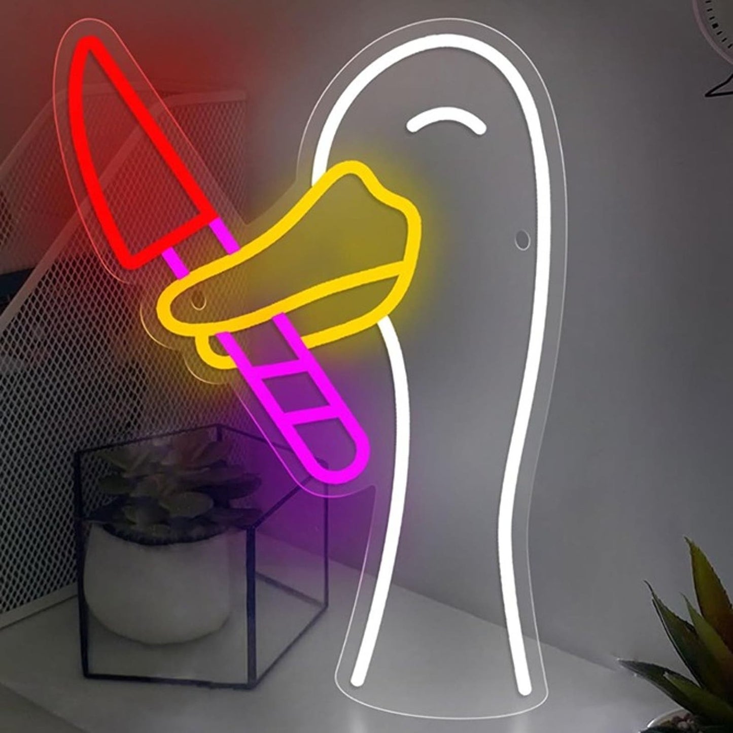 Fun Bright Goose Duck With a Knife LED Night Light Room Wall Decoration