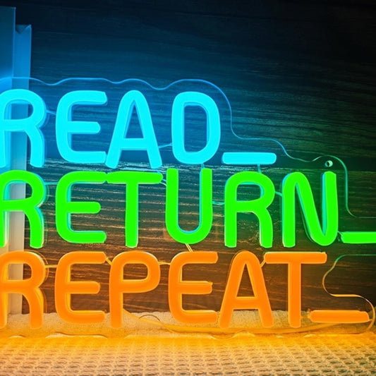 Vivid Bright Colorful “Read, Return, Repeat” LED Night Light Room Wall Decor