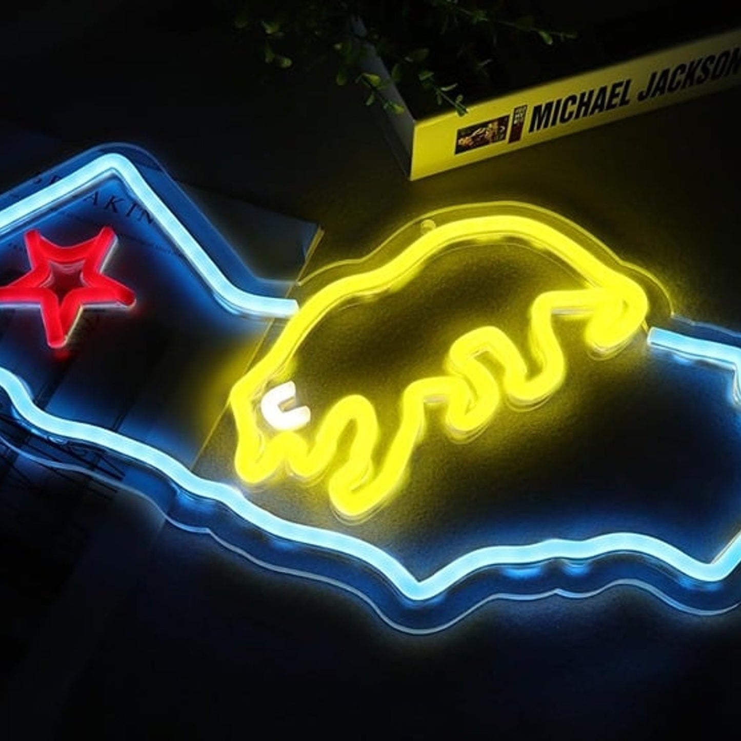 Vivid Bright Cool Blue California State LED Night Light Room Wall Decor