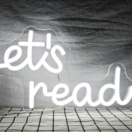 Lovely Bright White “Let’s Read_” LED Night Light Room Wall Decoration