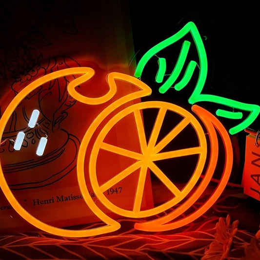 Tasty Bright Orange Slice LED Night Light Fruit Room Wall Decoration