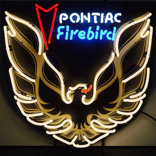 Large Gold Pontiac Firebird Real Glass Neon Light Sign Wall Decoration