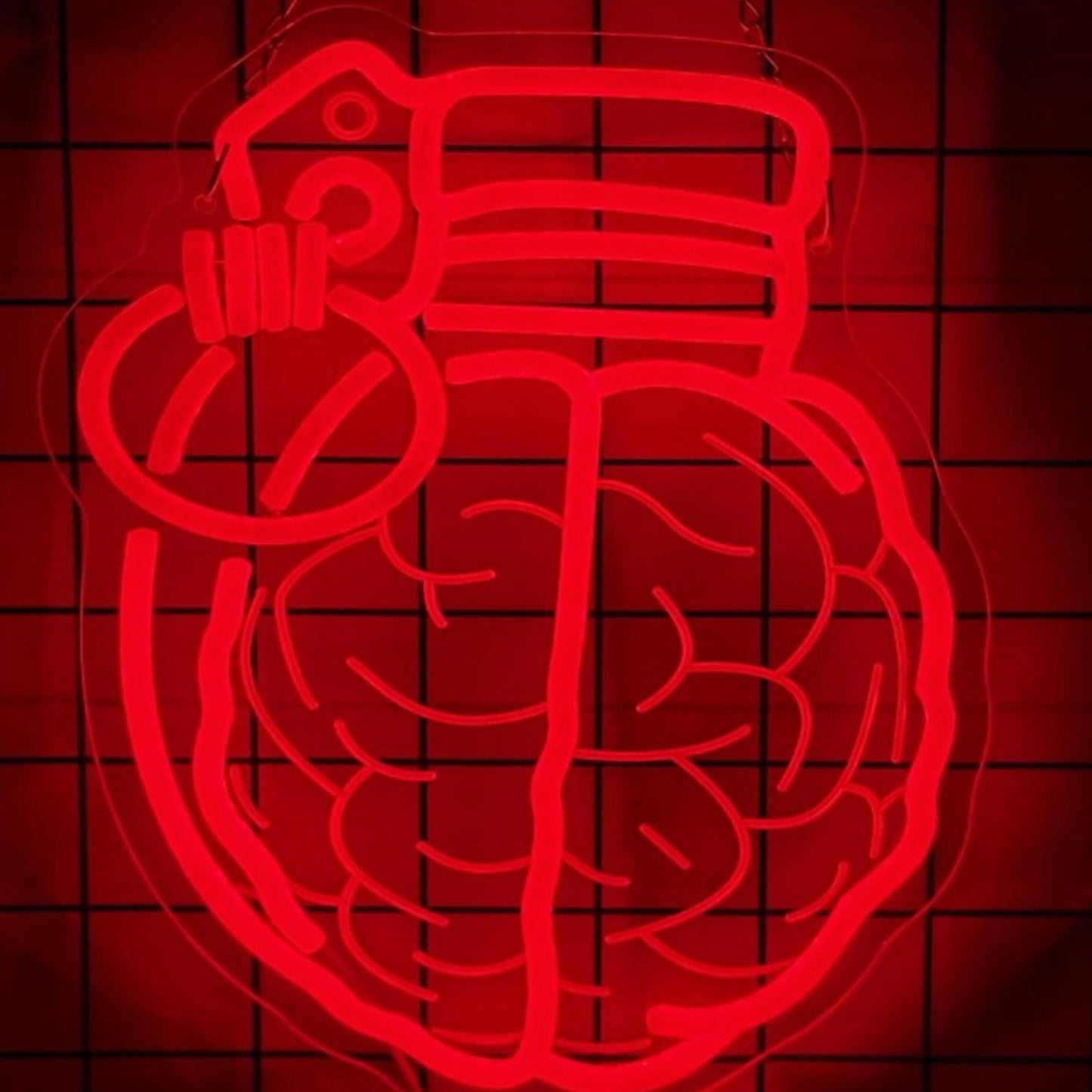 Fun Bright Red Brain Grenade LED Night Light Room Wall Decoration