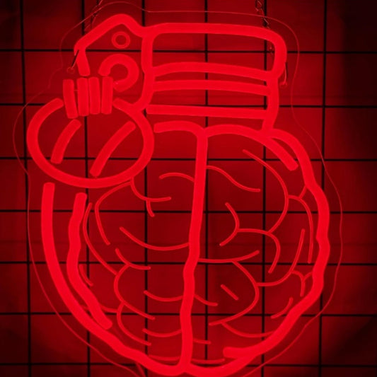 Fun Bright Red Brain Grenade LED Night Light Room Wall Decoration