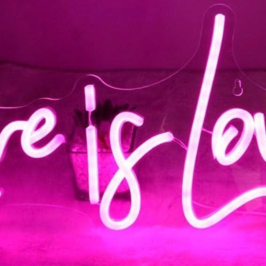 Lovely Bright Pink “Love is Love” LED Night Light Room Wall Decoration