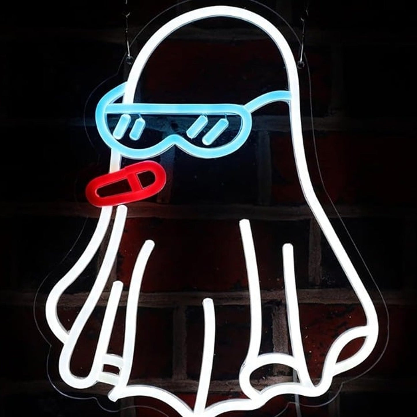 Fun Bright Cool Ghost in Blue Sunglasses LED Night Light Halloween Decoration