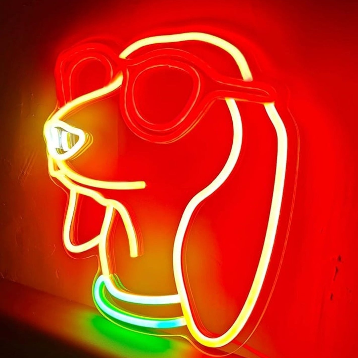 Fun Bright Dachshund Wearing Red Glasses LED Night Light Room Wall Decoration