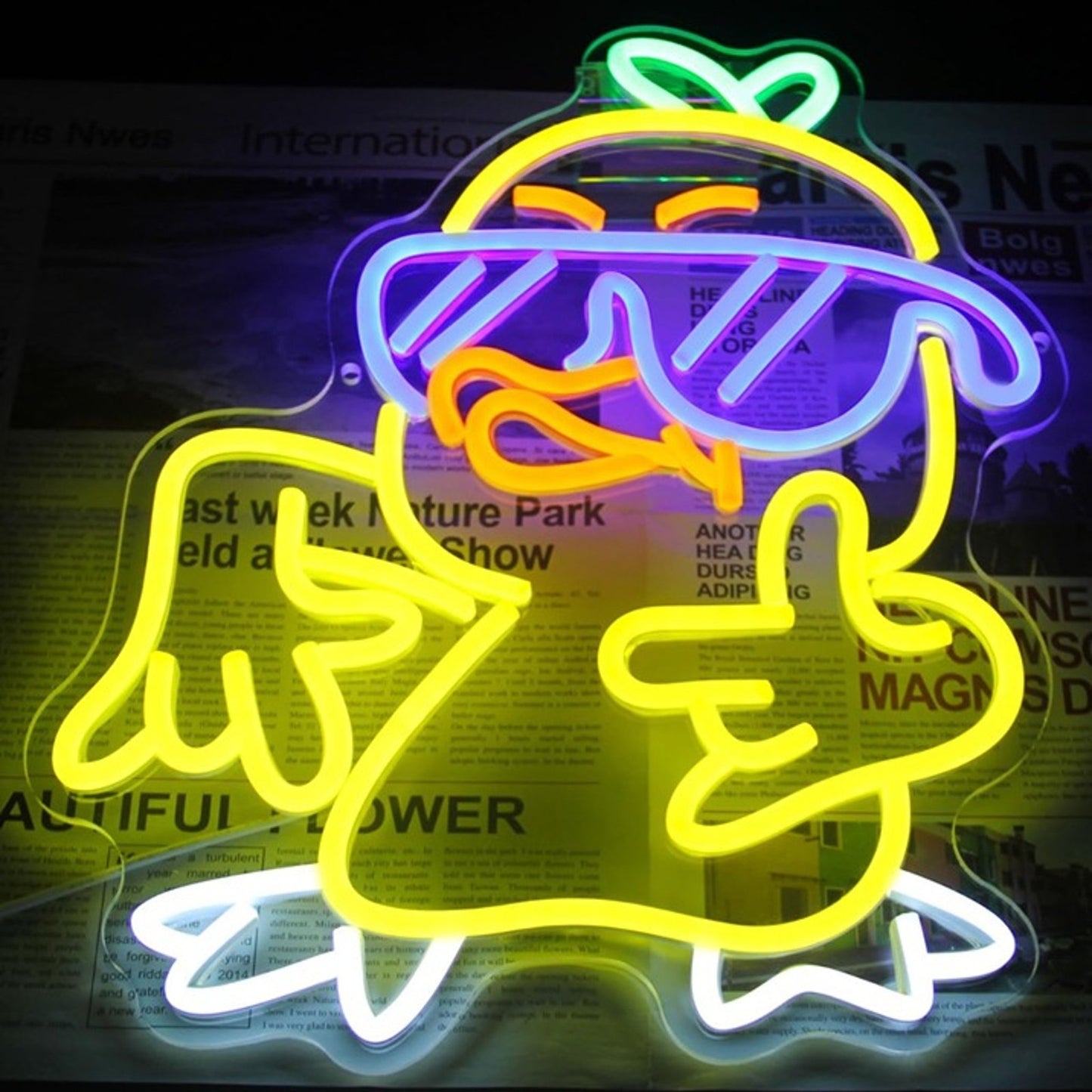 Fun Bright Cool Yellow Duck Kid LED Night Light Room Wall Decoration