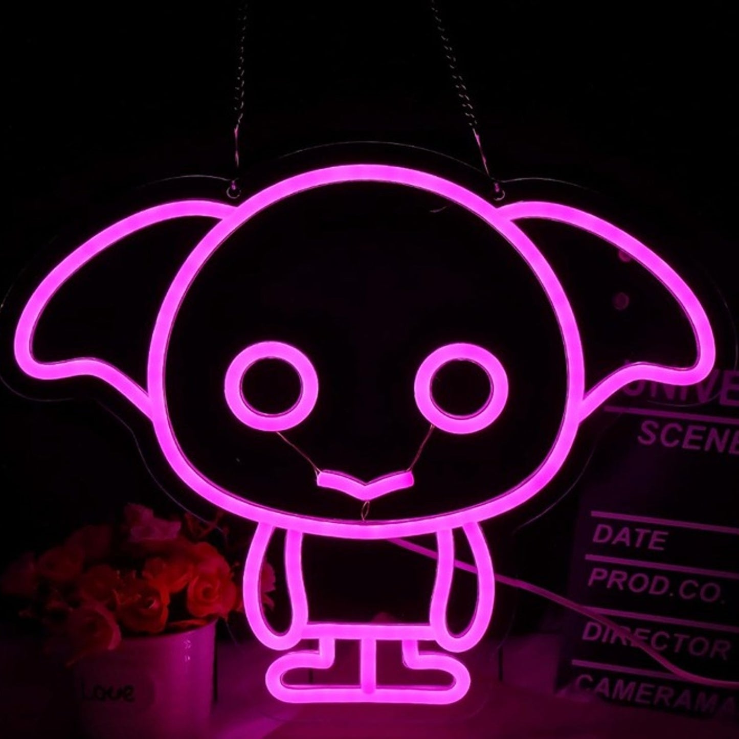 Fun Bright Pink Little Dobby LED Night Light Harry Potter Room Wall Decor