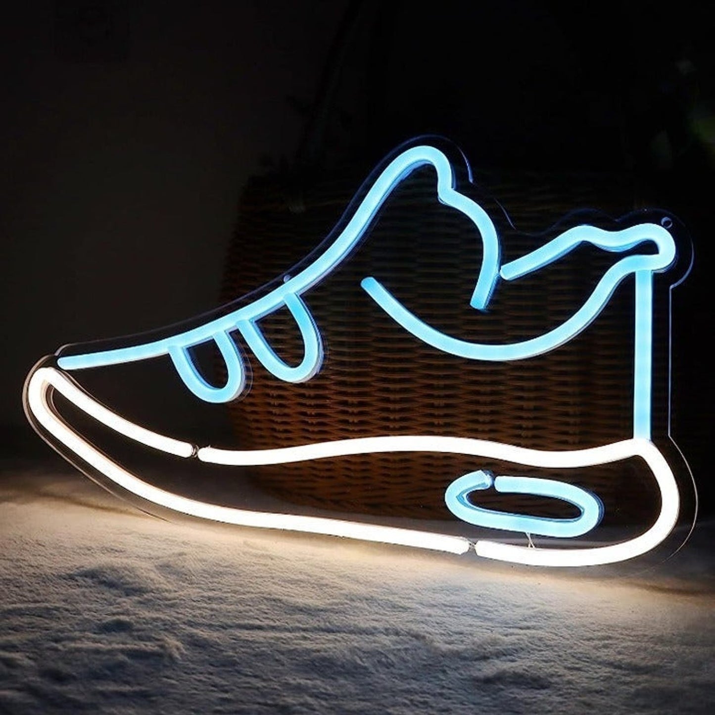 Sleek Blue Sports Sneaker Shoe Neon Light Sign Collection Decor