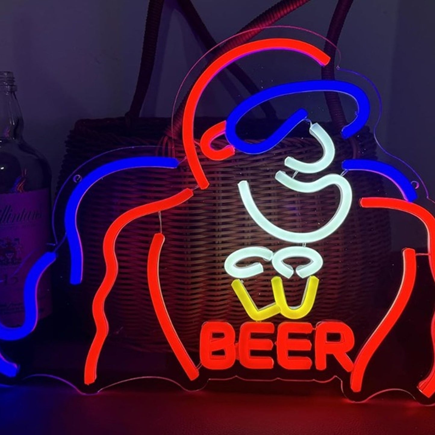 Fun Bright Red Beer Man LED Night Light Man Cave Room Wall Decoration