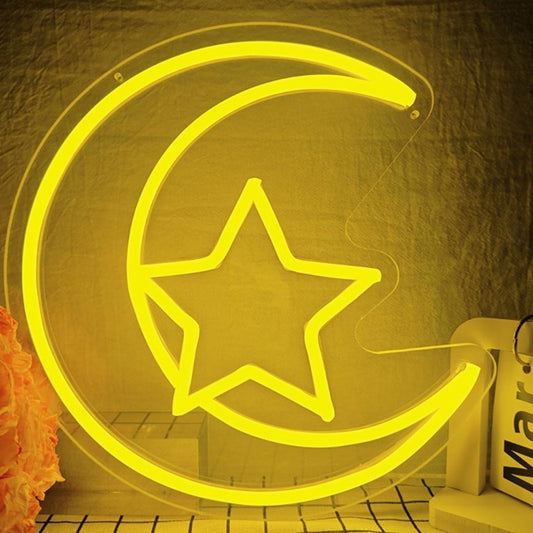 Lovely Bright Yellow Moon and Star LED Night Light Room Wall Decoration