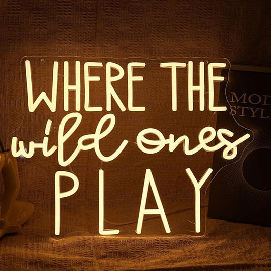 Fun Warm Bright “Where the Wild Ones Play” LED Night Light Room Wall Decor